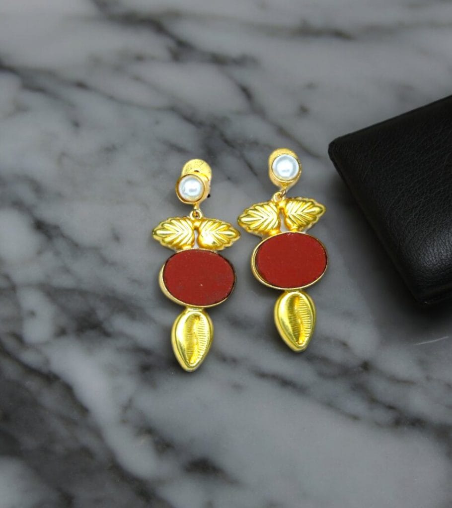 Red Oval Earrings - Image 2