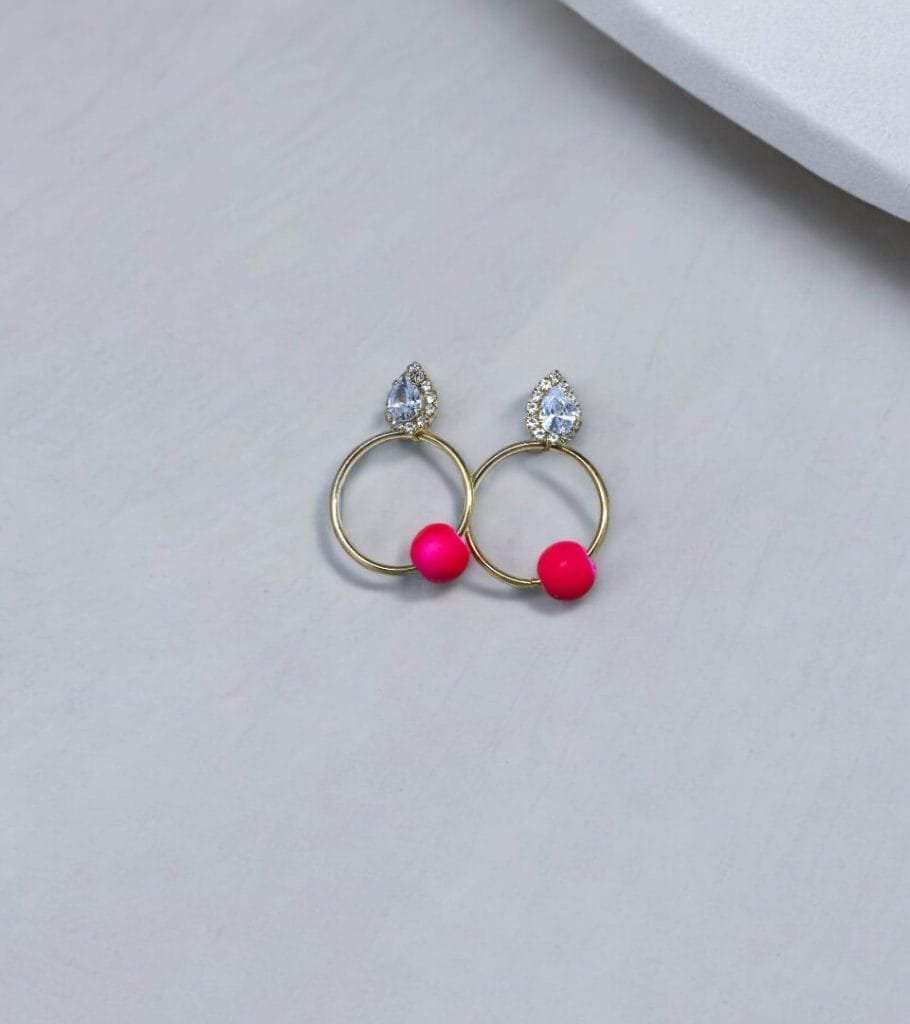 Pink Pearl Danglers - Image 2