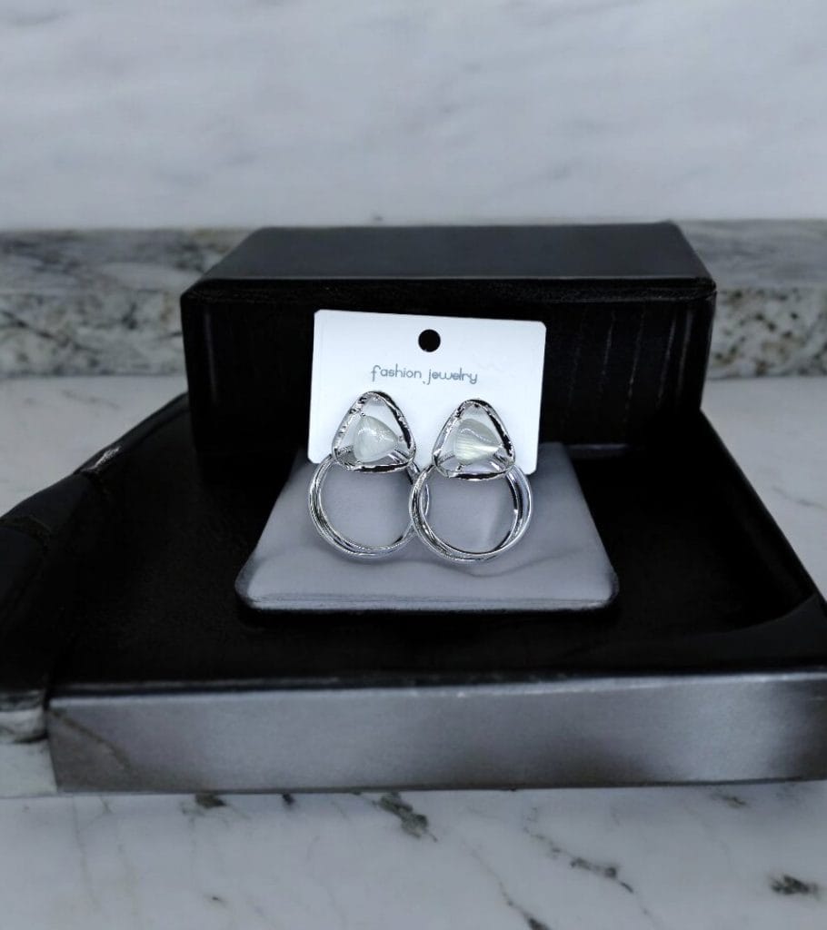 Silver Pearl Earrings - Image 2