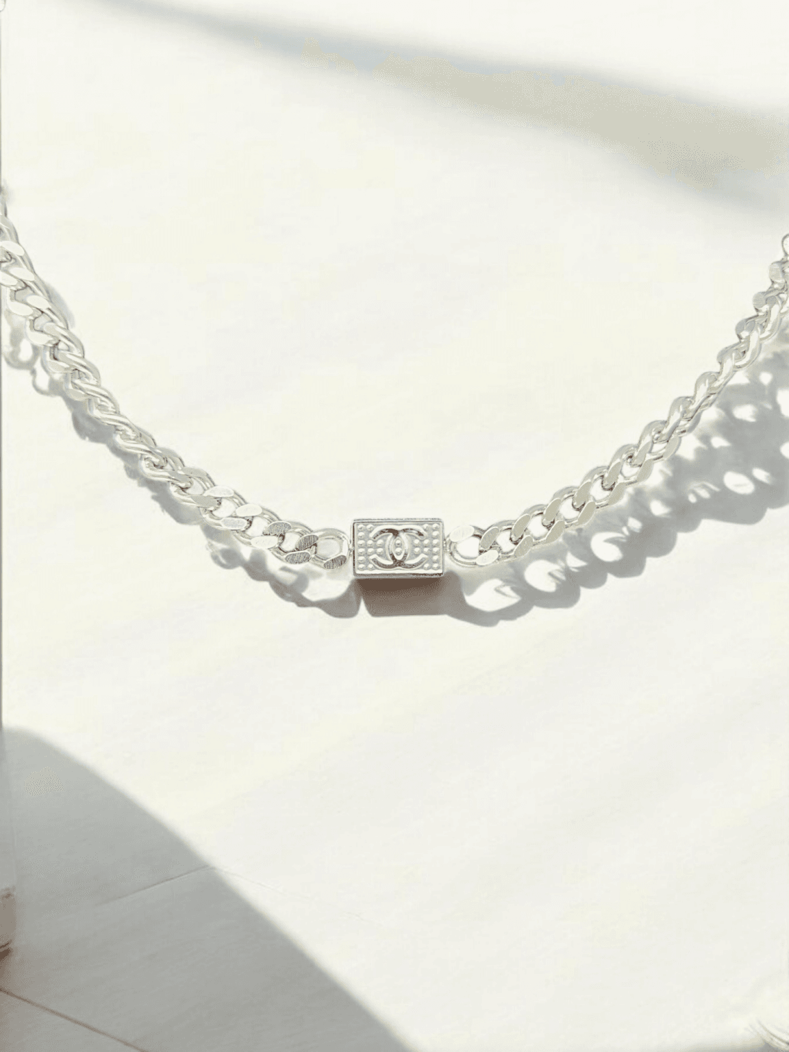 Silver  Necklace with Square Pendant - Image 3