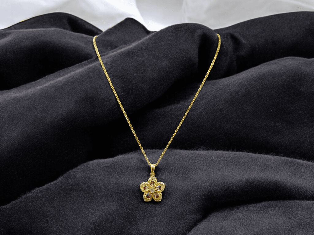 Gold Plated Necklace with a Delicate Flower