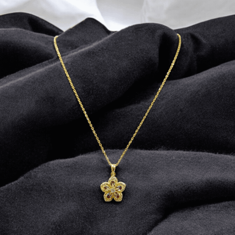 Gold Plated Necklace with a Delicate Flower