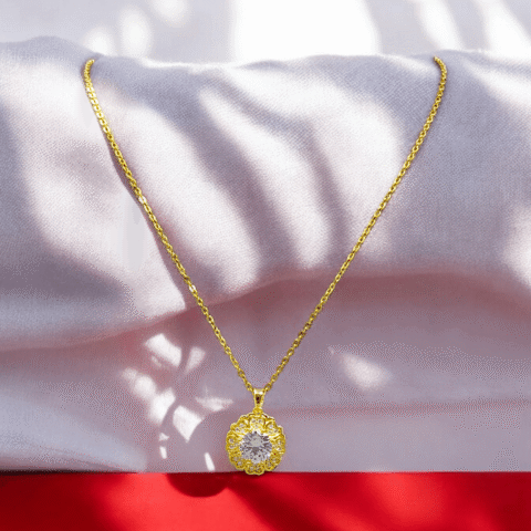 Gold Necklace with Heart Diamond