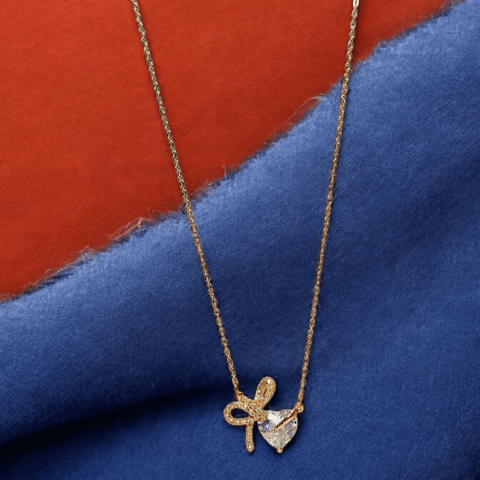 Gold Necklace with a Diamond Heart
