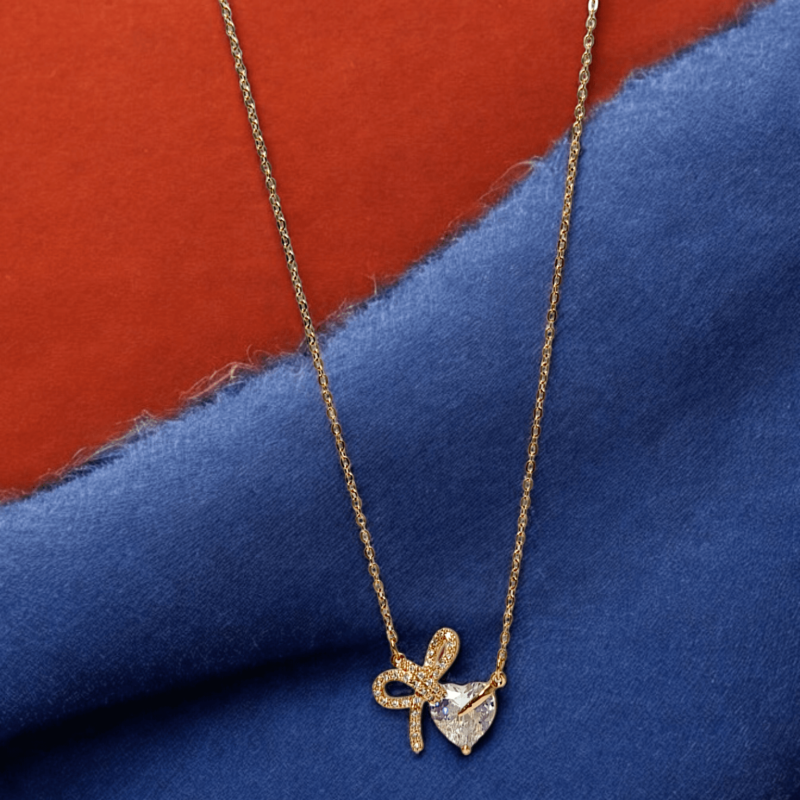 Gold Necklace with a Diamond Heart