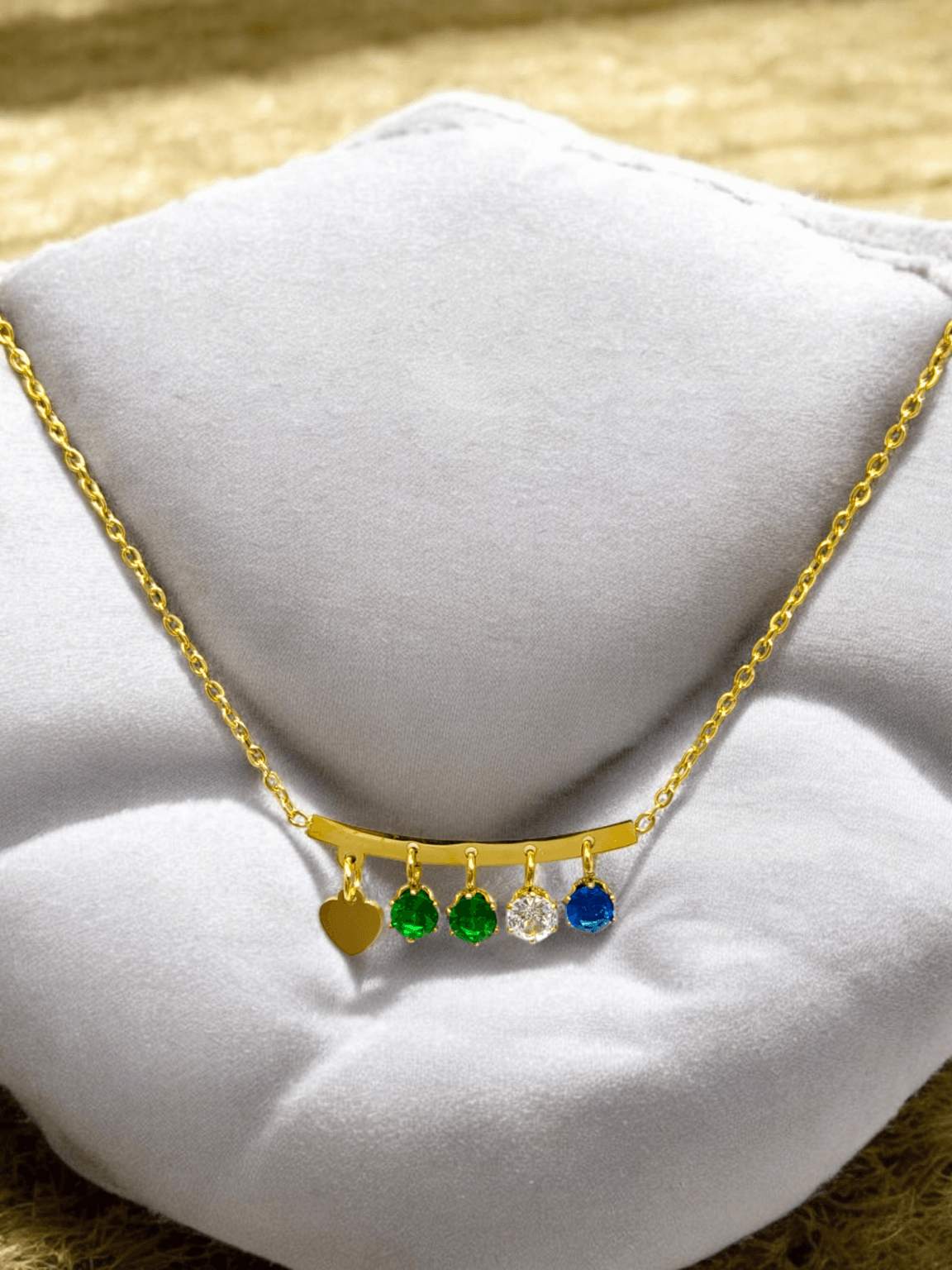 Gold Necklace with Multicolored Stones - Image 3