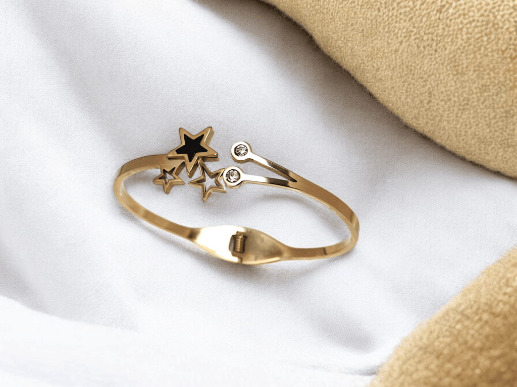 Gold Bracelet with Star Design