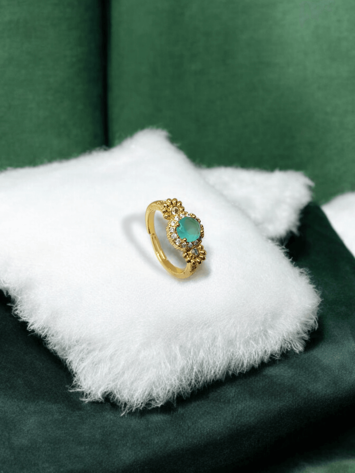 Green Stone Gold Ring
