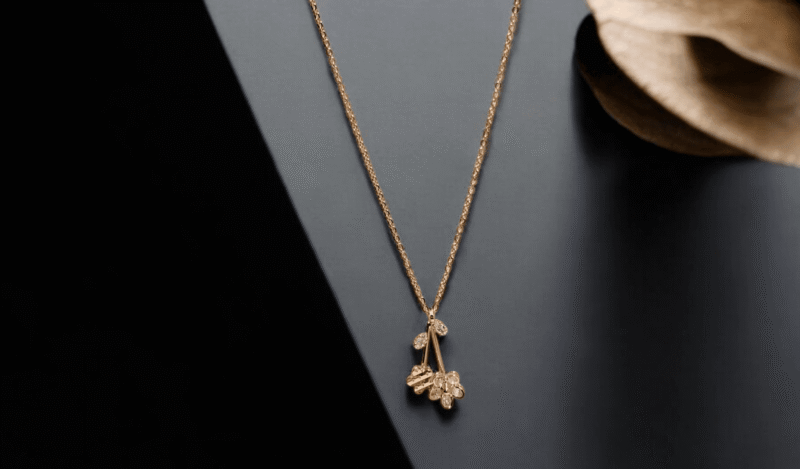 Gold Necklace with Floral Design