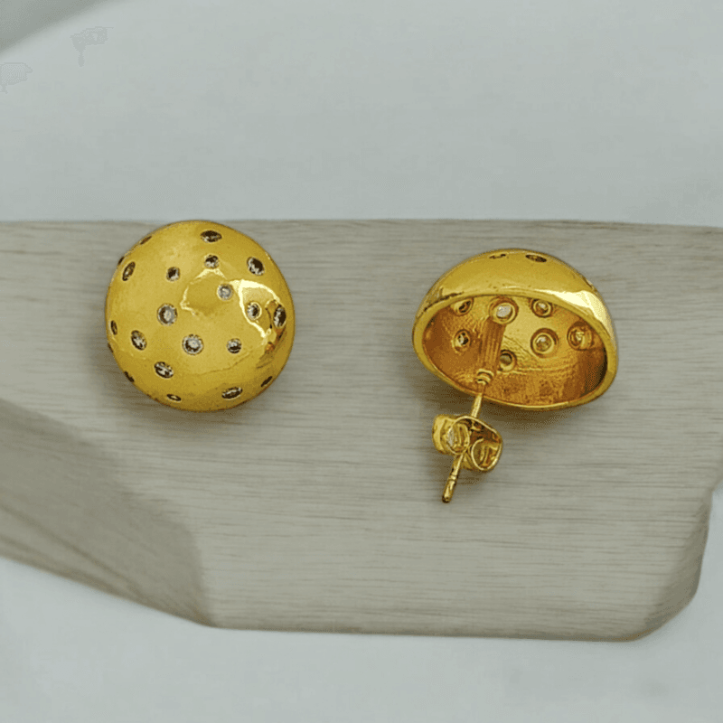 Gold-Plated Stud Earrings - Image 2