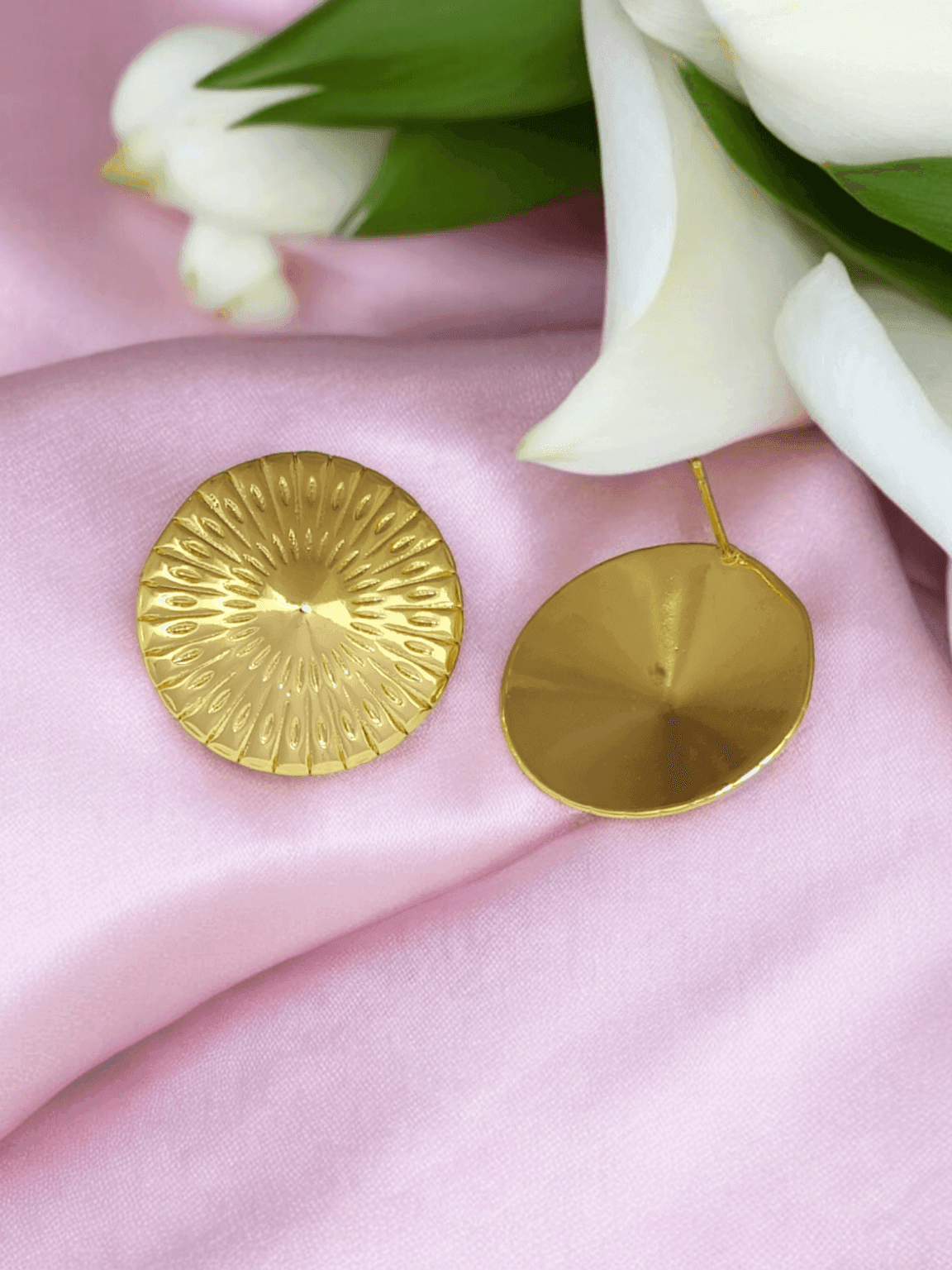 Gold-Plated Round Earrings - Image 2
