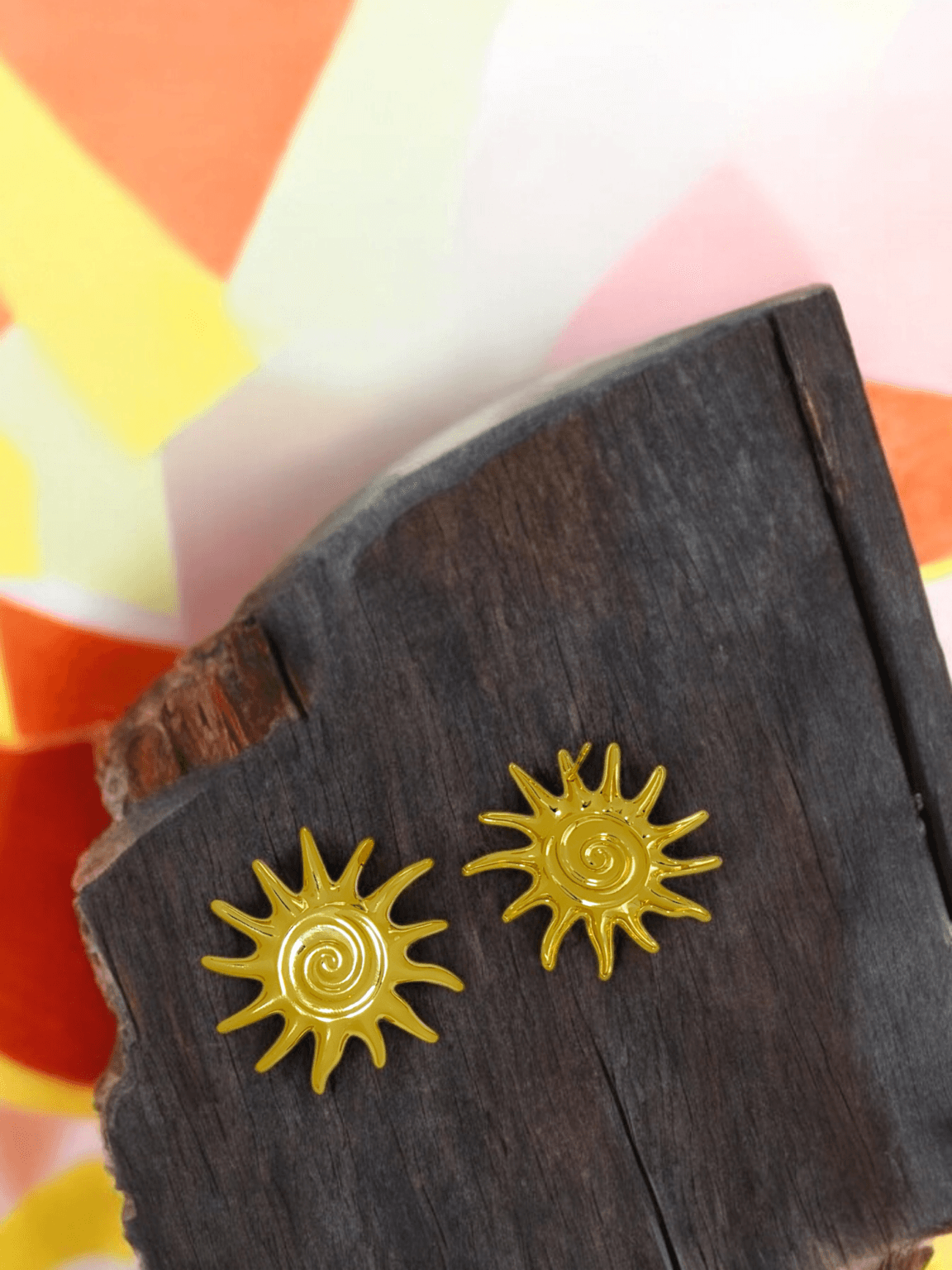 Golden Sun Stud Earrings - Image 2