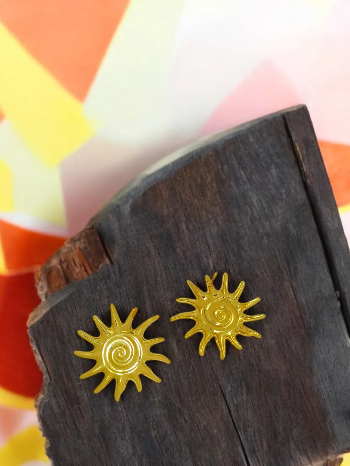 Golden Sun Stud Earrings - Image 2