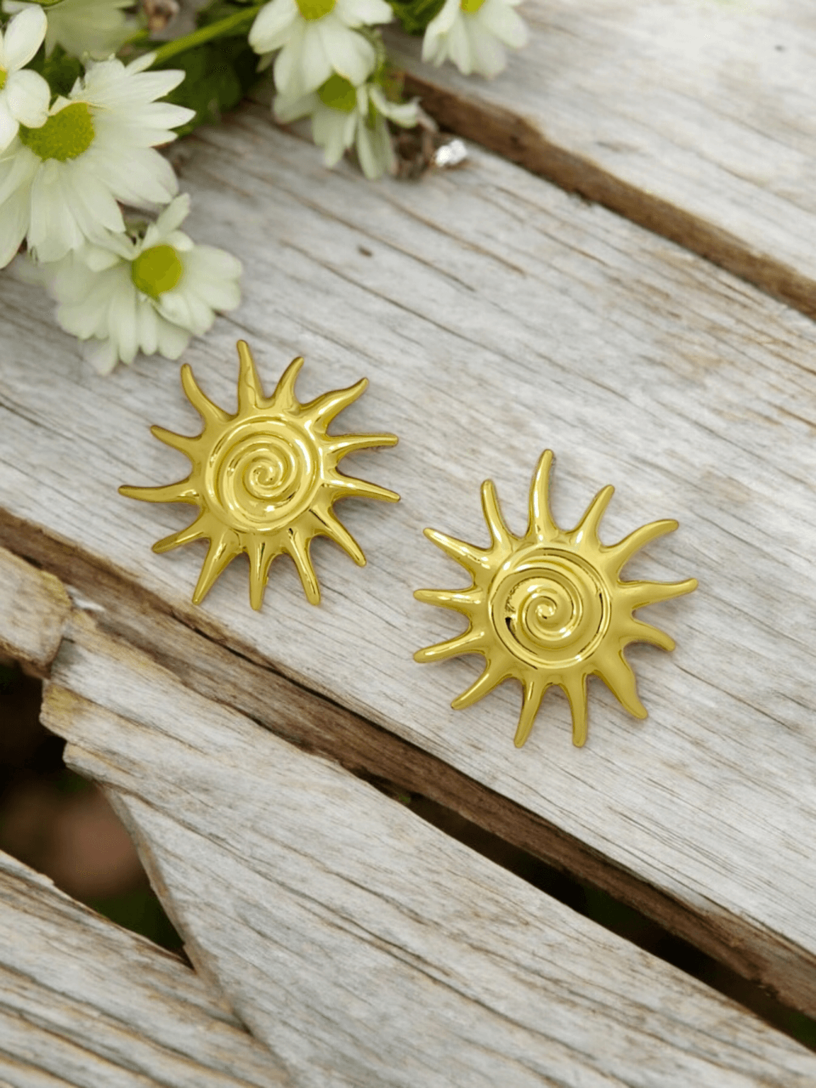 Golden Sun Stud Earrings