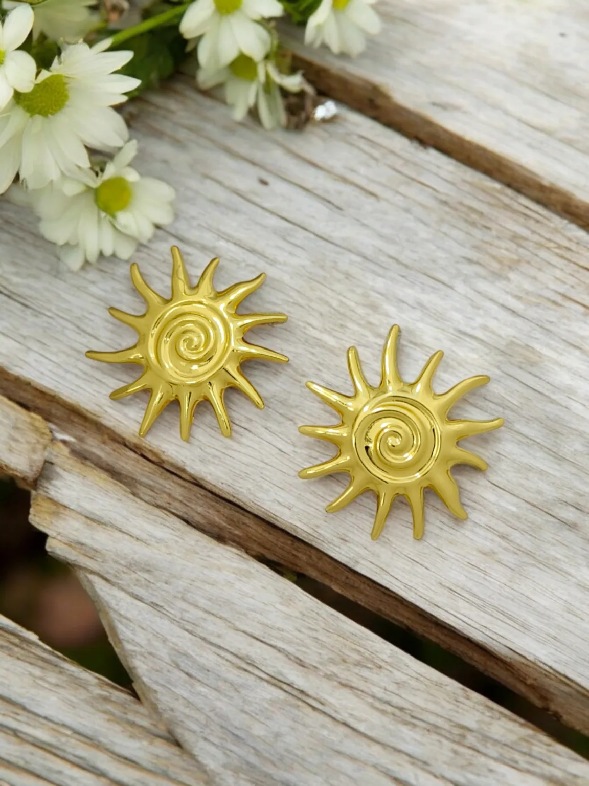 Golden Sun Stud Earrings