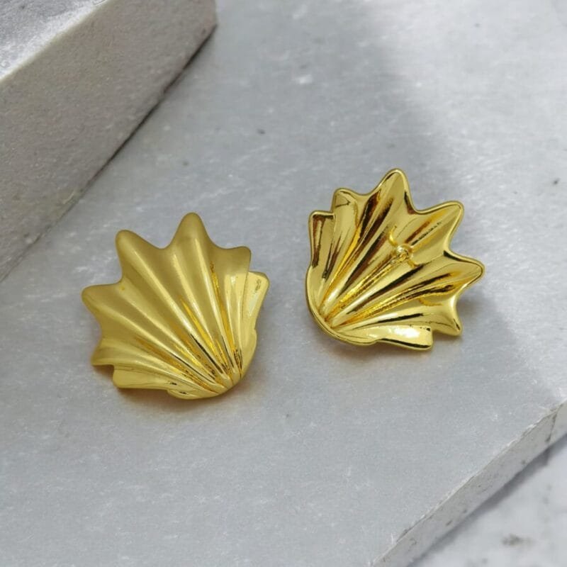 Gold Plated Shell Earrings - Image 2