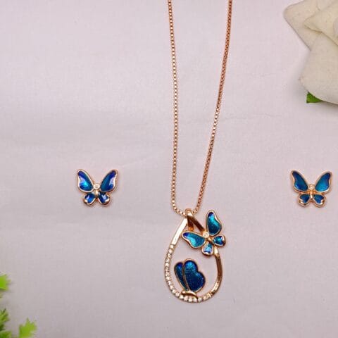 Blue butterfly Pendant Set