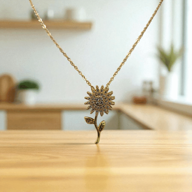 Stainless steel Sunflower Bloom Necklace - Image 2