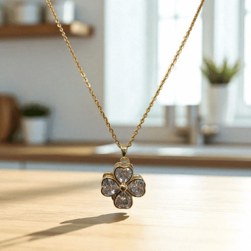 French Bling Four Heart Clover pendant - Image 2