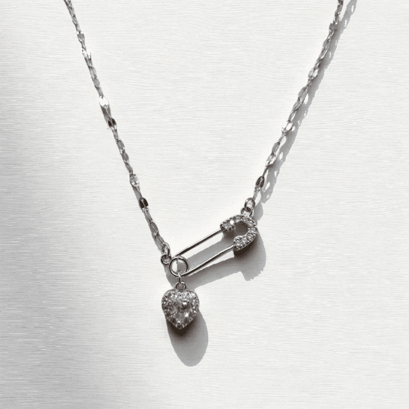 Safety Pin Heart  Necklace - Image 2