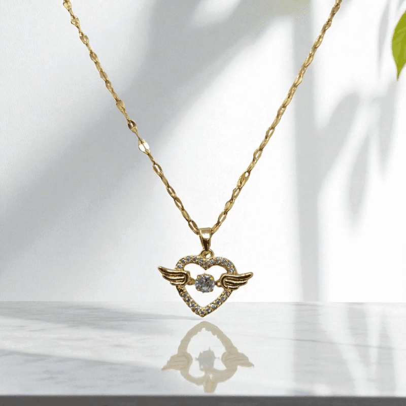 Golden Winged Heart Necklace - Image 2