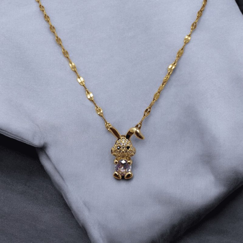 Golden Bunny Charm Necklace - Image 2