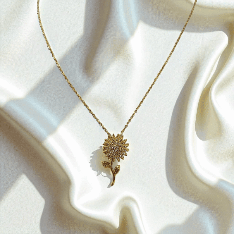Stainless steel Sunflower Bloom Necklace