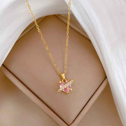 Anti Tarnish Heart Ring Necklace